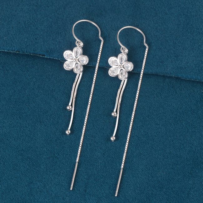 Tassel Drop Earrings In Sterling Silver, silver drop earring for women