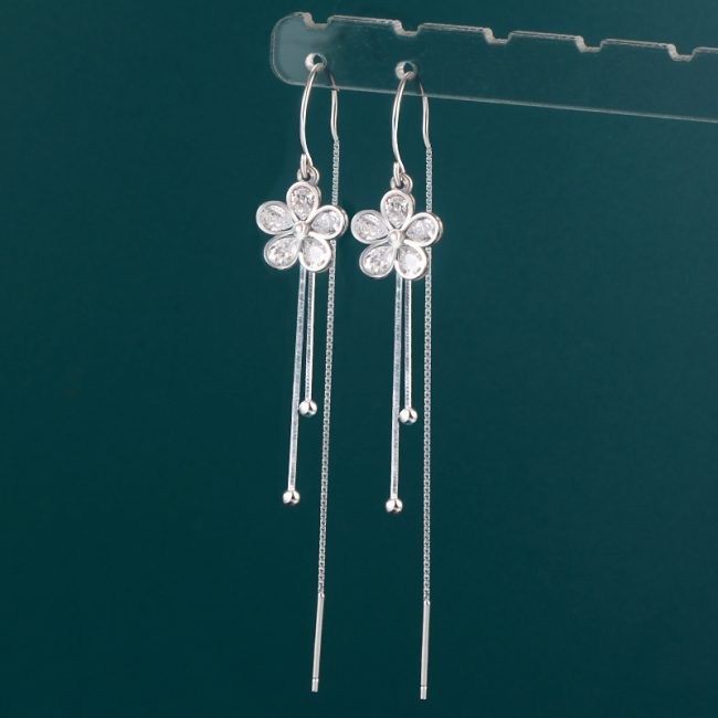 Tassel Drop Earrings In Sterling Silver detail