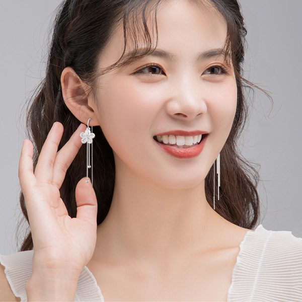 silver tassel earrings for women