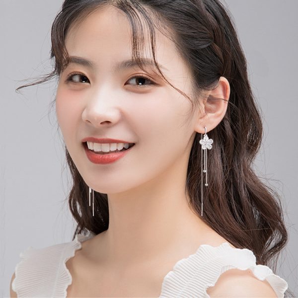 Tassel Drop Earrings In Sterling Silver wear