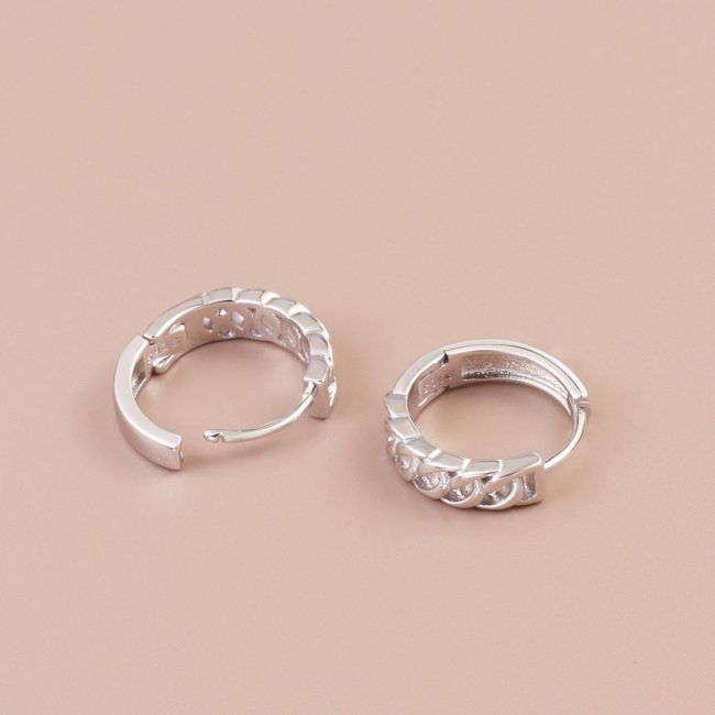 Twisted S925 Silver Hoop Earrings For Women or Men Left