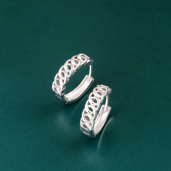 Twisted S925 Silver Hoop Earrings For Women or Men detail
