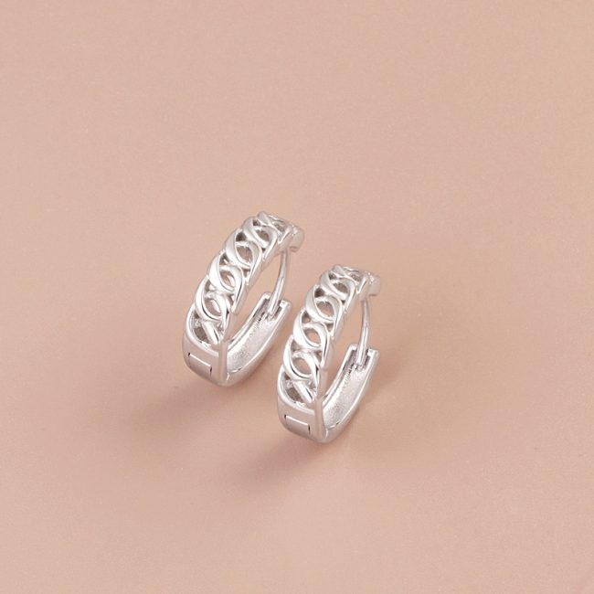 Twisted S925 Silver Hoop Earrings For Women or Men right