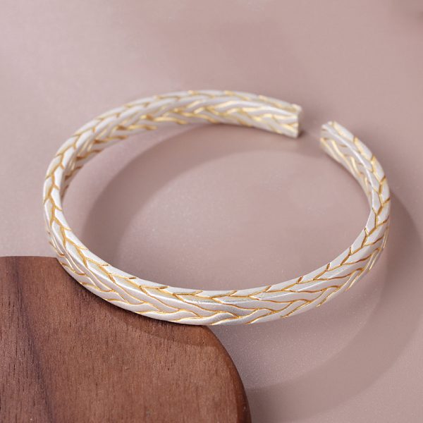 Vintage 999 Sterling Silver Twist Texture Bangle Bracelet left