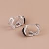 Black Onyx Sterling Silver Rope Twist Hoop Earrings for women