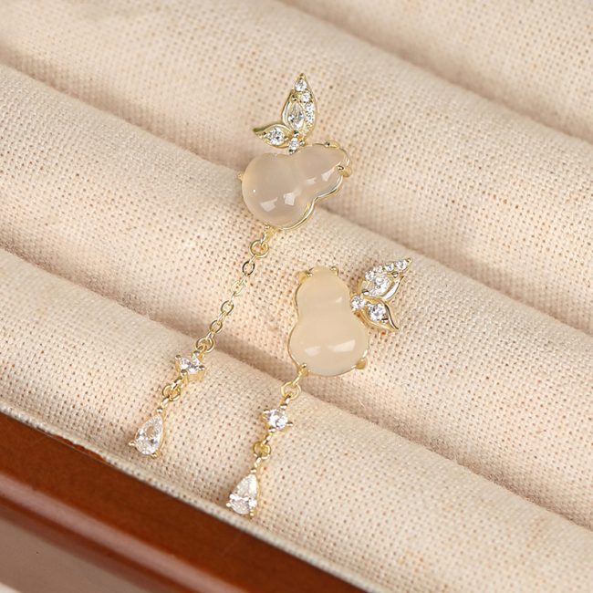 Butterfly and Gourd Sterling Silver Drop Earrings for gold
