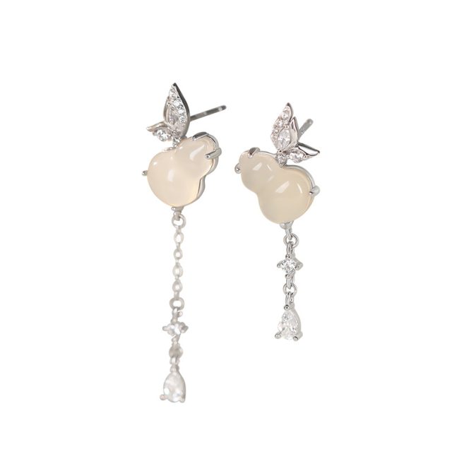 Butterfly and Gourd Sterling Silver Drop Earrings