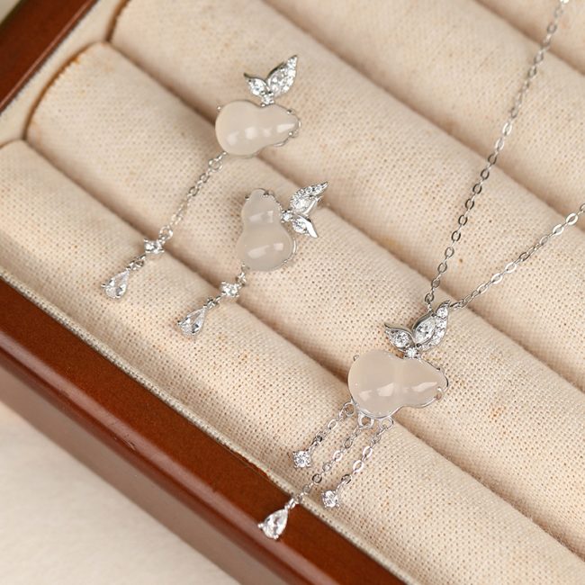 Butterfly and Gourd Sterling Silver Drop Earrings set