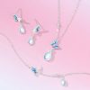 Butterfly and Moonstone Water Drop Silver Drop Earrings