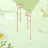 Picture of Flower Tassel Sterling Silver Drop Earrings For Women