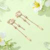 picture of Flower Sterling Silver Tassel Drop Earrings For Women