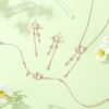 picture of Flower Sterling Silver Tassel Drop Earrings For Women