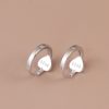 Heart Black Stone Silver Hoop Earrings For Women