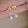Leaf And Pearl Silver Drop Earring For Women