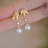 Leaf And Pearl Silver Drop Earring For Women