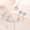 Moon And Flower Silver Drop Earrings detail