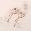 Moon And Flower Silver Drop Earrings for rose gold