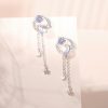 Moon And Flower Silver Drop Earrings for silver