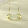 Natural Hetian Jade Sugar Cube Silver Drop Earrings