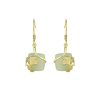 Natural Hetian Jade Sugar Cube Silver Drop Earrings