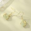 Natural Hetian Jade Sugar Cube Silver Drop Earrings