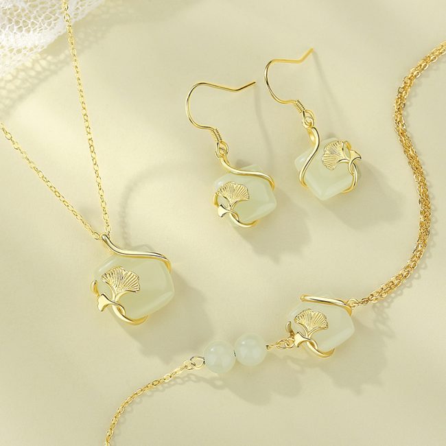 Natural Hetian Jade Sugar Cube Silver Drop Earrings