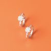Snow Flower Silver Hoop Earrings For Women