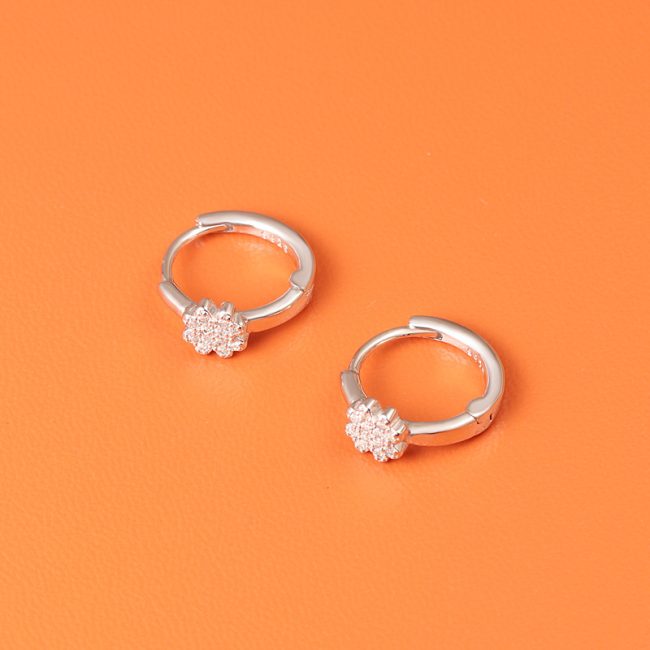 Silver Snow Flower Hoop Earrings For Women