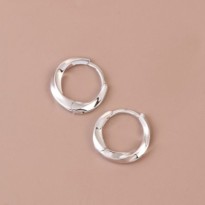 Sterling Silver Mobius Hoop Earrings For Women
