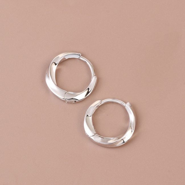 Sterling Silver Mobius Hoop Earrings For Women