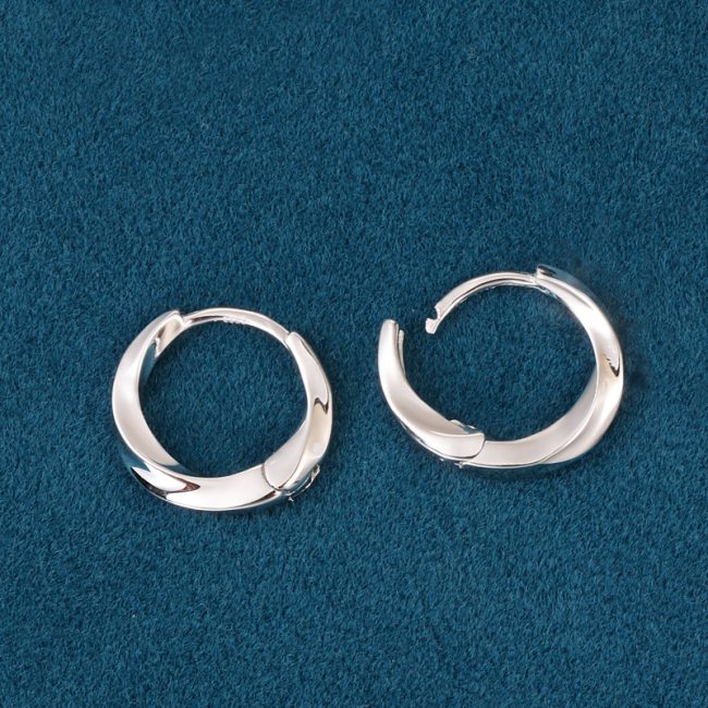 Sterling Silver Mobius Hoop Earrings For Women