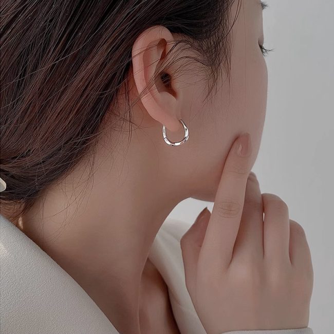Mobius Sterling Silver Hoop Earrings For Women