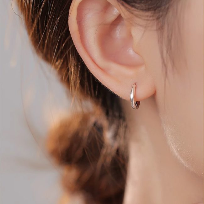 Mobius Sterling Silver Hoop Earrings For Women