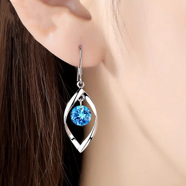 silver drop earrings for women