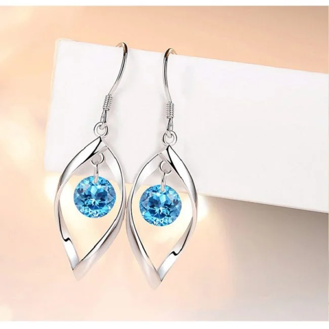 silver drop earrings with diamonds