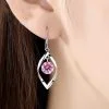 Teardrop Shape Sterling Silver Drop Earrings pink
