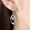 Teardrop Shape Sterling Silver Drop Earrings white