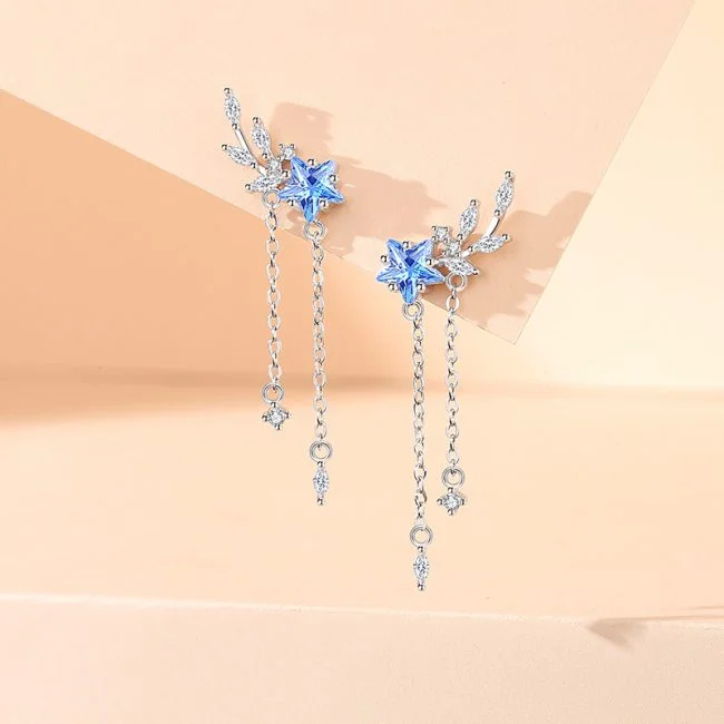 Wheat and Star Sterling Silver Drop Earrings
