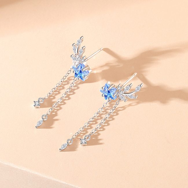 Wheat and Star Sterling Silver Drop Earrings