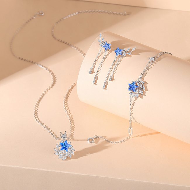 Wheat and Star Sterling Silver Drop Earrings for women