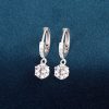 1CT Solitaire Diamond Drop Huggie Earrings Silver