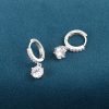 1CT Solitaire Diamond Silver Drop Earrings