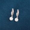 1CT Solitaire Diamond Silver Drop Earrings