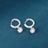 1CT Solitaire Diamond Drop Huggie Earrings Silver