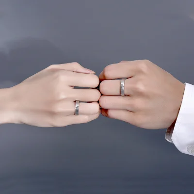 925 Sterling Silver Matching Couple Rings wear view