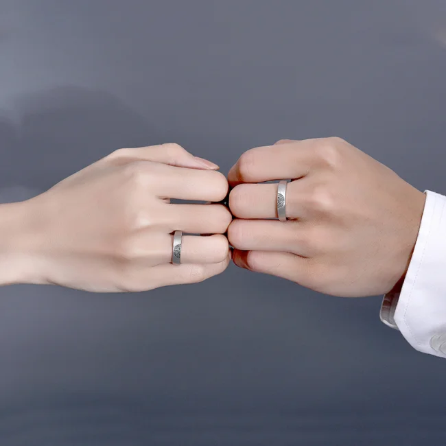 925 Sterling Silver Matching Couple Rings wear view