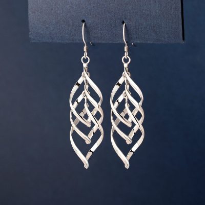 925 Sterling Silver Twist Dangle Earrings