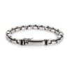 Minimalist square box chain bracelet for men, solid 925 silver construction for daily wear.