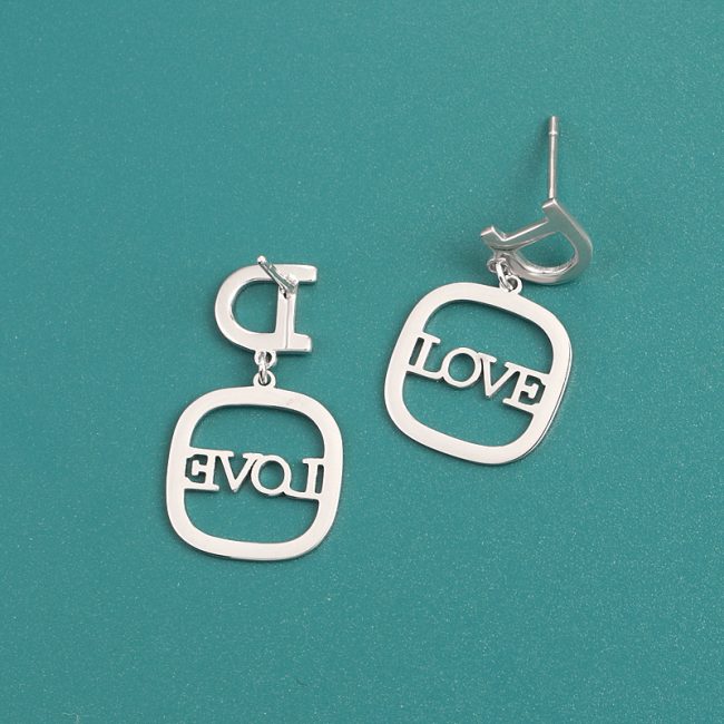 Sterling Silver Love Character Drop Earrings