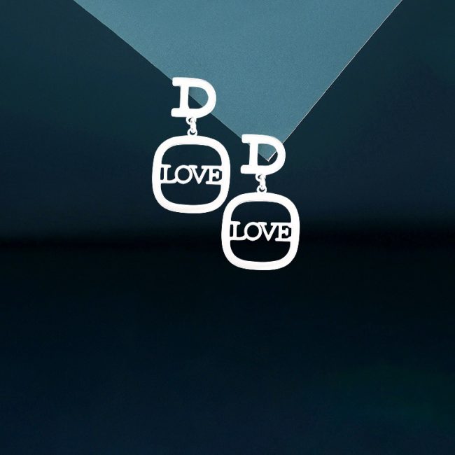 Sterling Silver Drop Earrings With Love Character